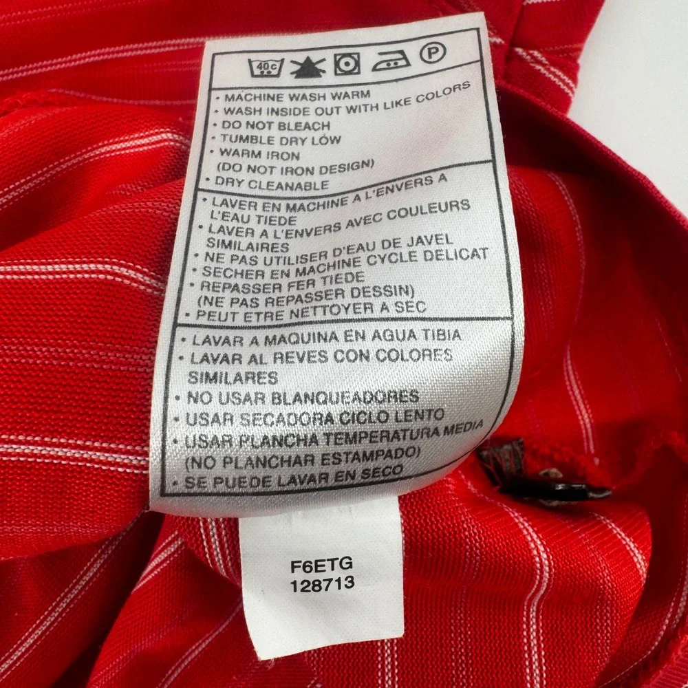 Nike Tiger Woods Collection Red‎ Striped Dri-FIT Golf Polo Shirt Mens Medium